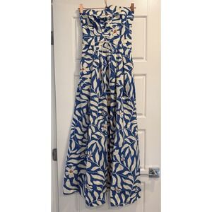 Maeve Strapless Waisted Maxi Dress Size XS 100% Cotton Long Bright Fun Floral